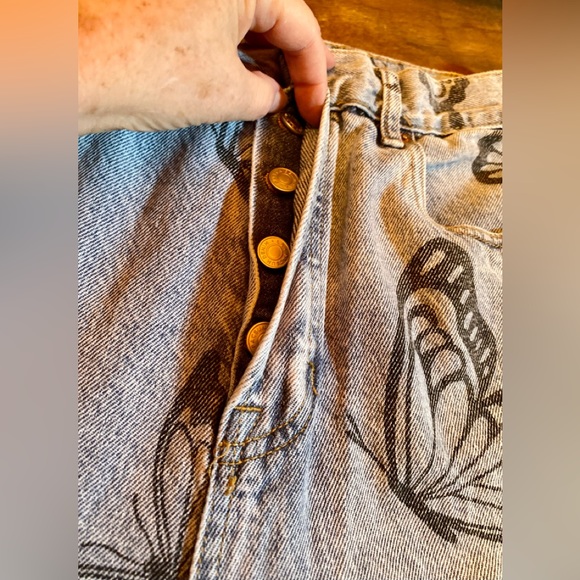 PacSun High Rise Straight Jean with butterflies raw hem twee - Picture 4 of 15